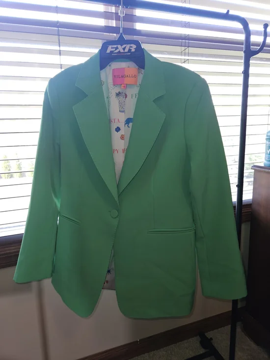 VilaGallo Green Womens Single-Button Blazer - Picture 2 of 12